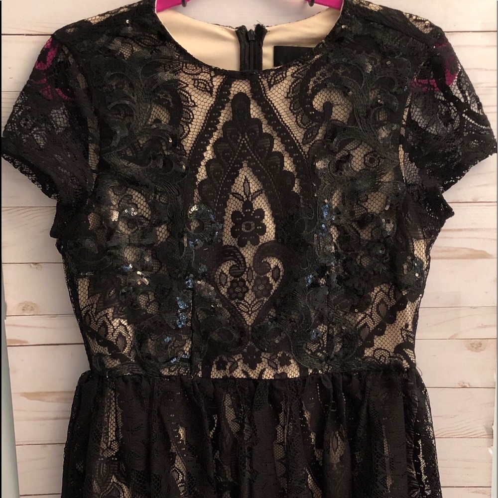 LBD with Lace and Sequin Overlay for Homecoming